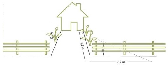 Illustration av ett hus och avstånd till vägen.